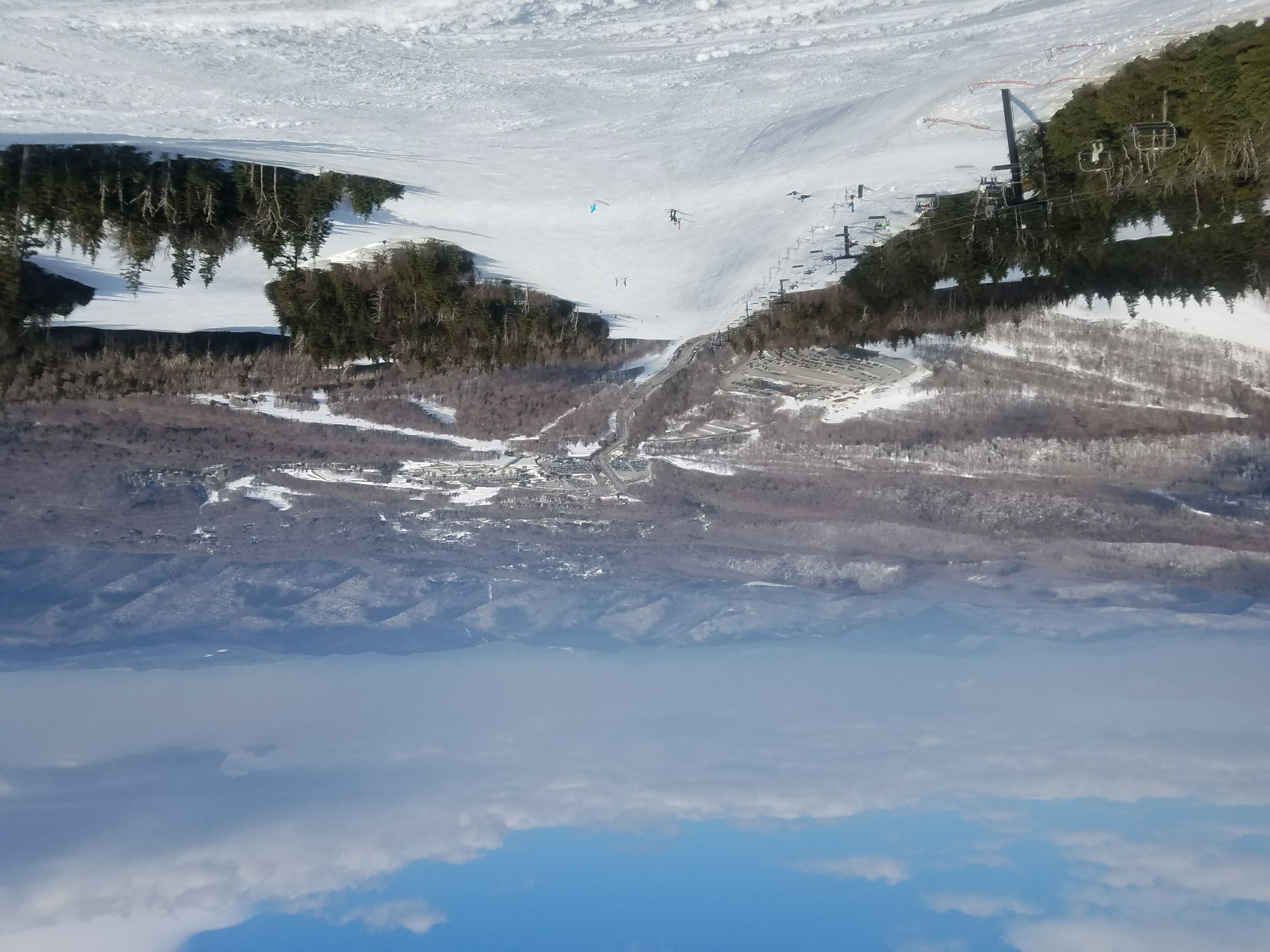 view of a snow-covered ski trail at Killington